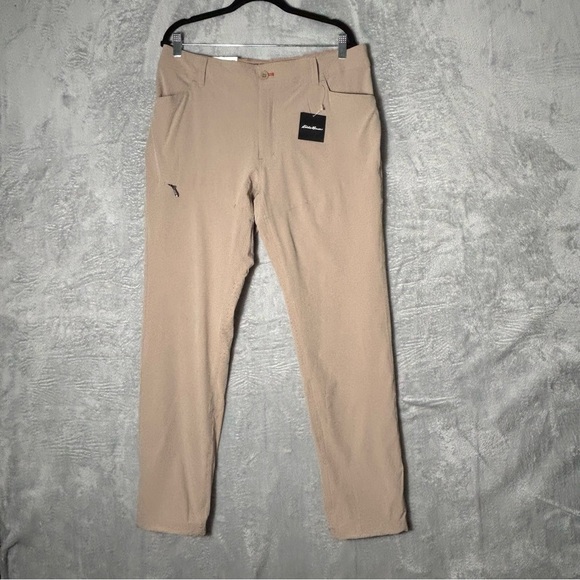 Eddie Bauer Guide Throwline Pants Mens 34/32 Light Khaki Hiking Outdoors Stretch - Picture 1 of 16
